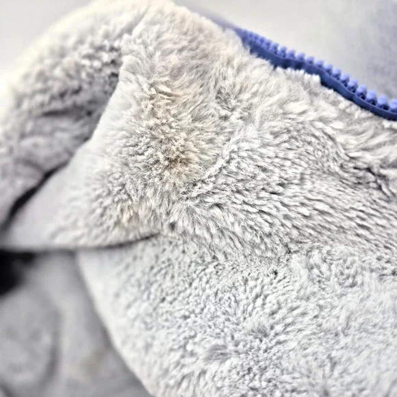 Abercrombie Kids Puffer Jacket Coat Sz 15/16 Blue with Hood Faux Fur Lining - Picture 10 of 11